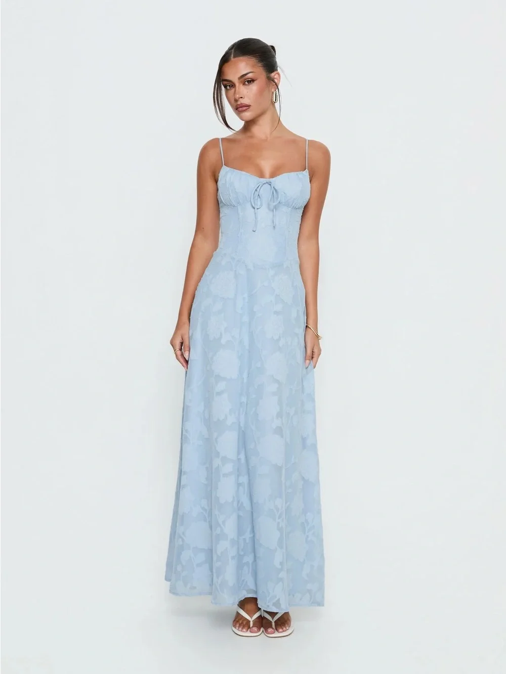 Princess Polly Members Only Maxi Dress Blue Burnout - Picture 2 of 15